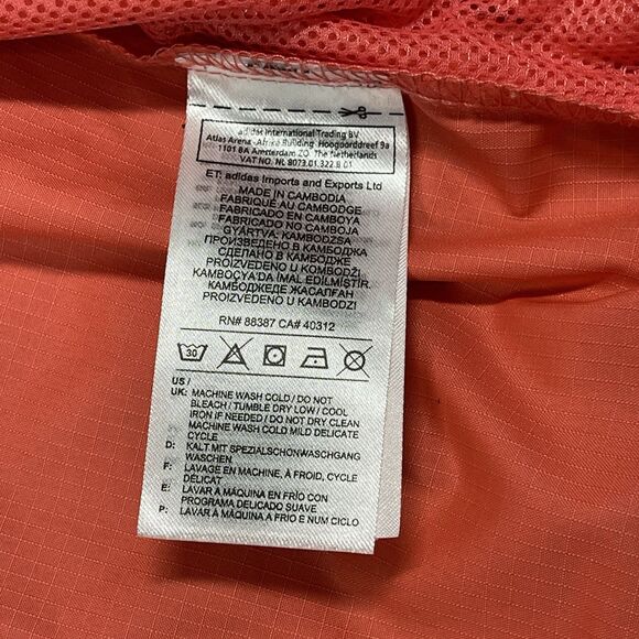 adidas Jacket Womens XS Salmon Pink Hooded Ripstop Windbreaker W.N.D Running - Picture 6 of 12